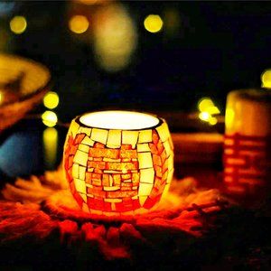 Mosaic Candle Holder- Chinese Double Happiness
